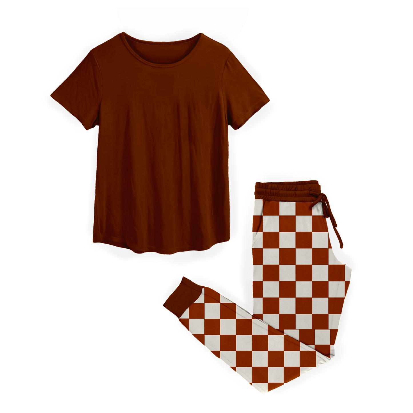 Rusted Checkered Women's Bamboo Joggers Set